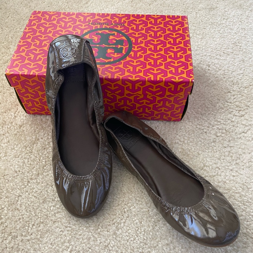 Olive Patent Tory Burch Flats